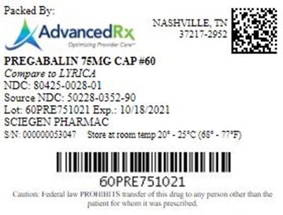 Pregabalin 75mg Cap Qty 60 80425 0028